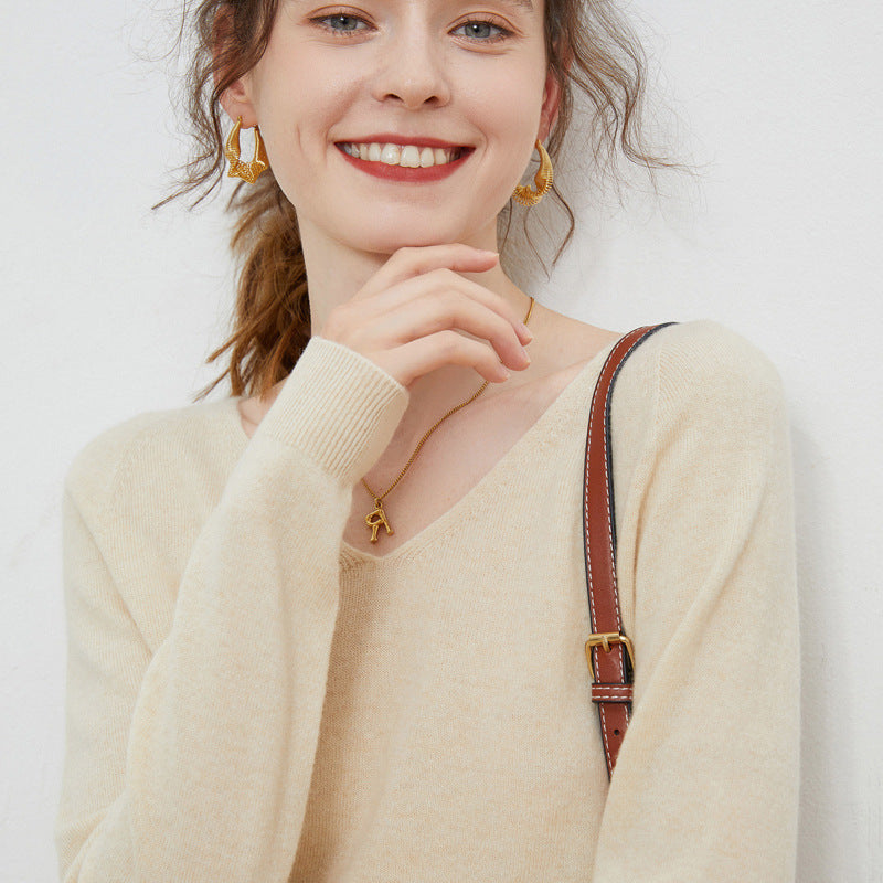 Valentine™ | Isabelle - Sweat à col en V en pure laine