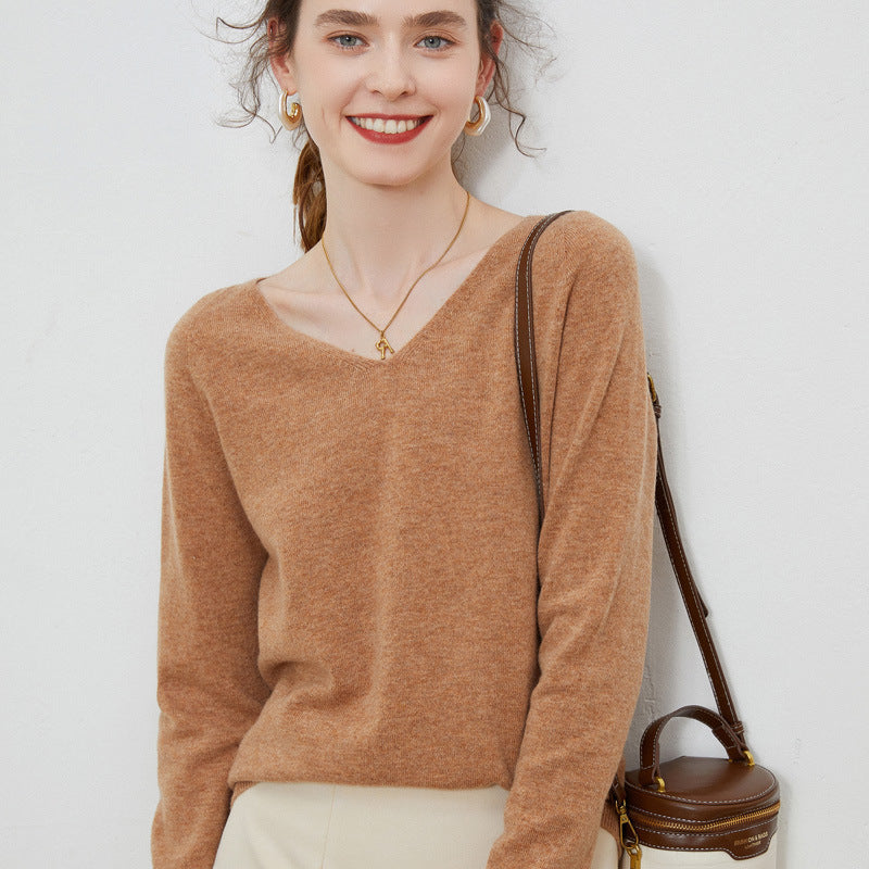 Valentine™ | Isabelle - Sweat à col en V en pure laine