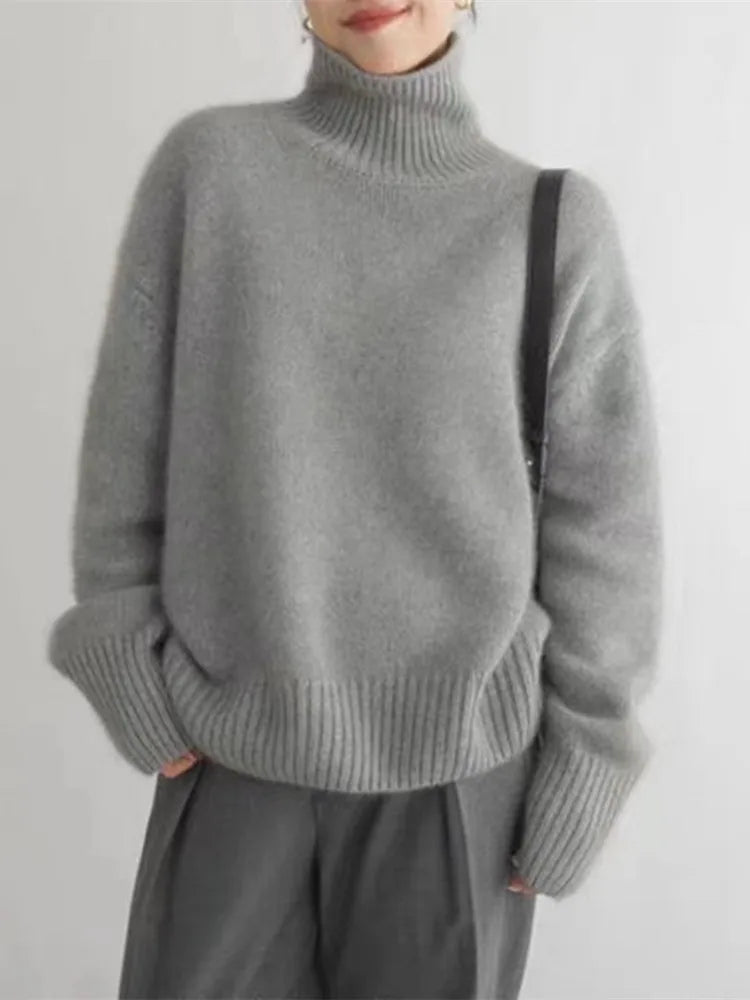 Valentine™ | Rose - Pull Col Roulé et Cachemire