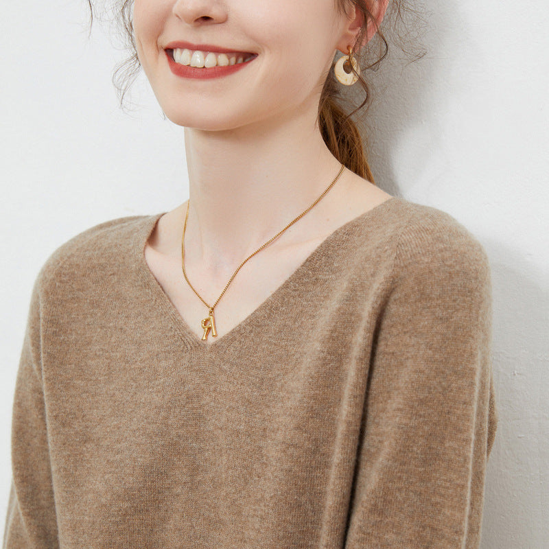 Valentine™ | Isabelle - Sweat à col en V en pure laine