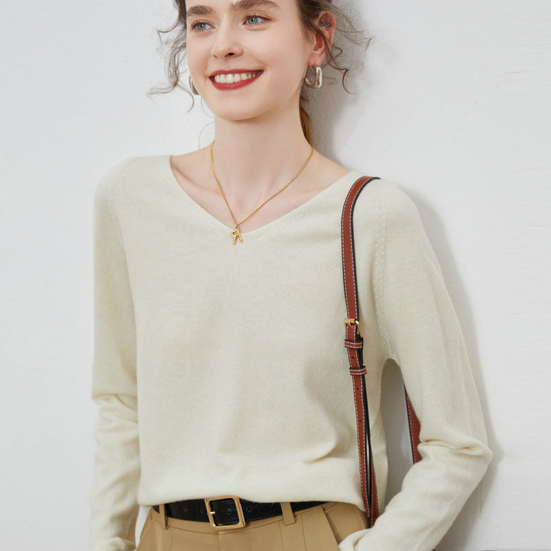Valentine™ | Isabelle - Sweat à col en V en pure laine