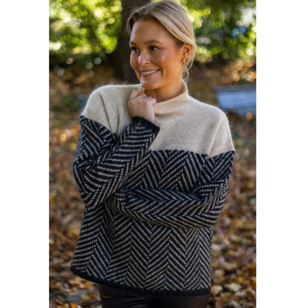 Valentine Paris™ | Salomé - Pull Løs fr Patchwork avec Col Roulé