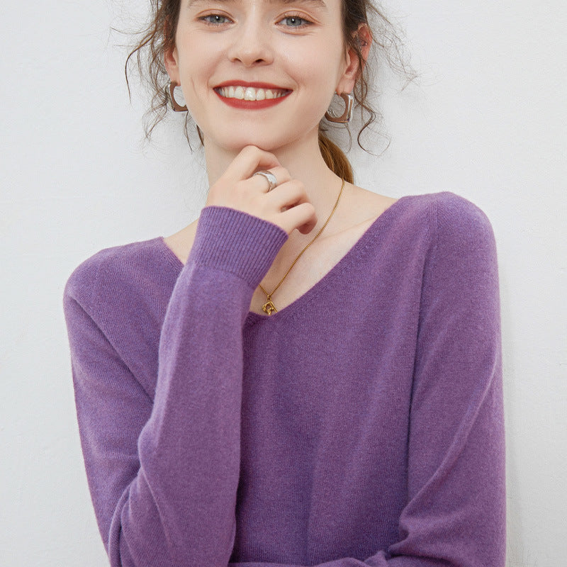 Valentine™ | Isabelle - Sweat à col en V en pure laine