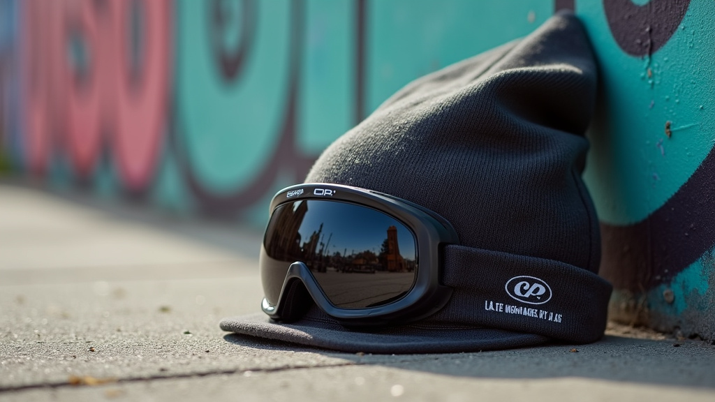 Détail des lunettes Goggle intégrées sur bonnet C.P. Company - innovation design fonctionnel
