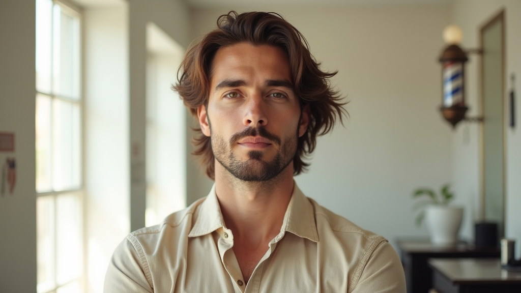 Homme avec coupe mi-longue stylée, tendance printemps 2026