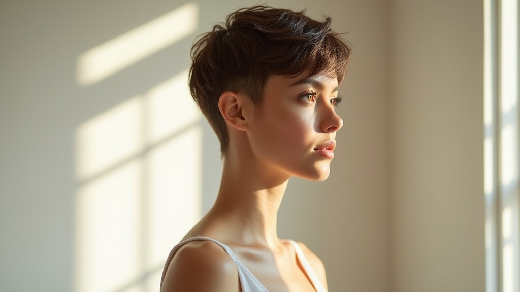 Femme moderne avec une coupe courte effilée élégante en 2026