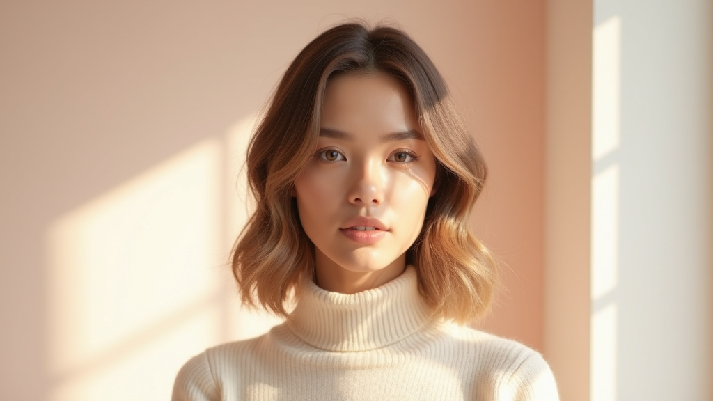 Femme avec une coupe mi-longue élégante - tendance 2026
