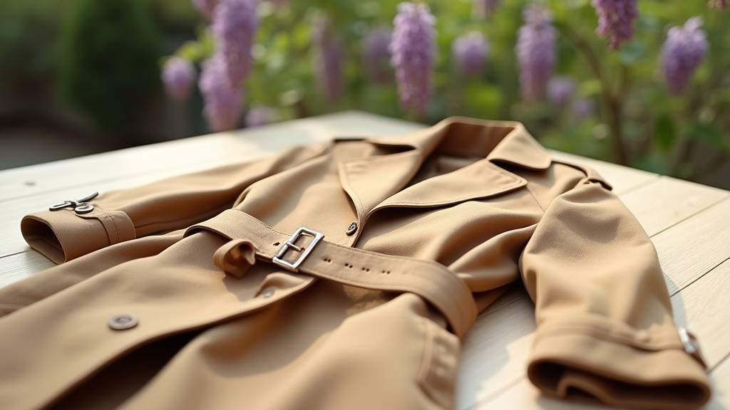 Détail tissu trench camel - qualité gabardine coton